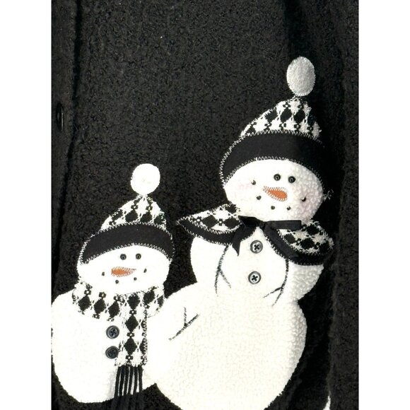 Vintage Black Snowman Cardigan Sweater Button-Up Large‎ 40% Cotton 60% Polyester - Picture 4 of 6